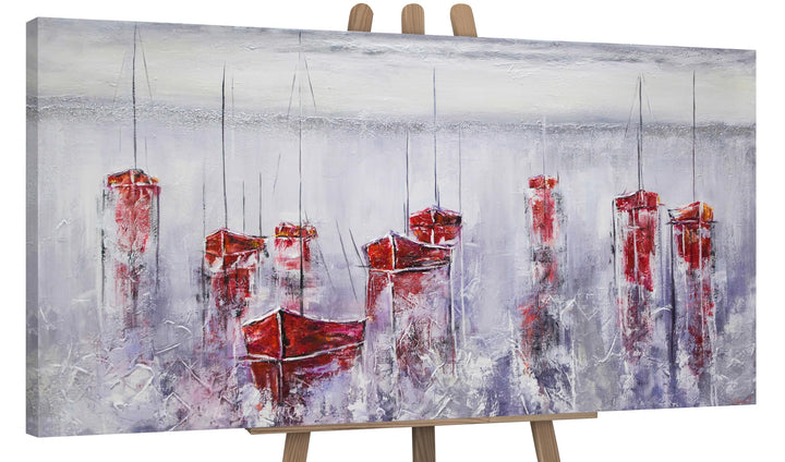 YS-Art Abstrakt Acryl Gemälde auf Leinwand handgemalt Stiller Hafen Wandbilder Wohnzimmer Moderne Se