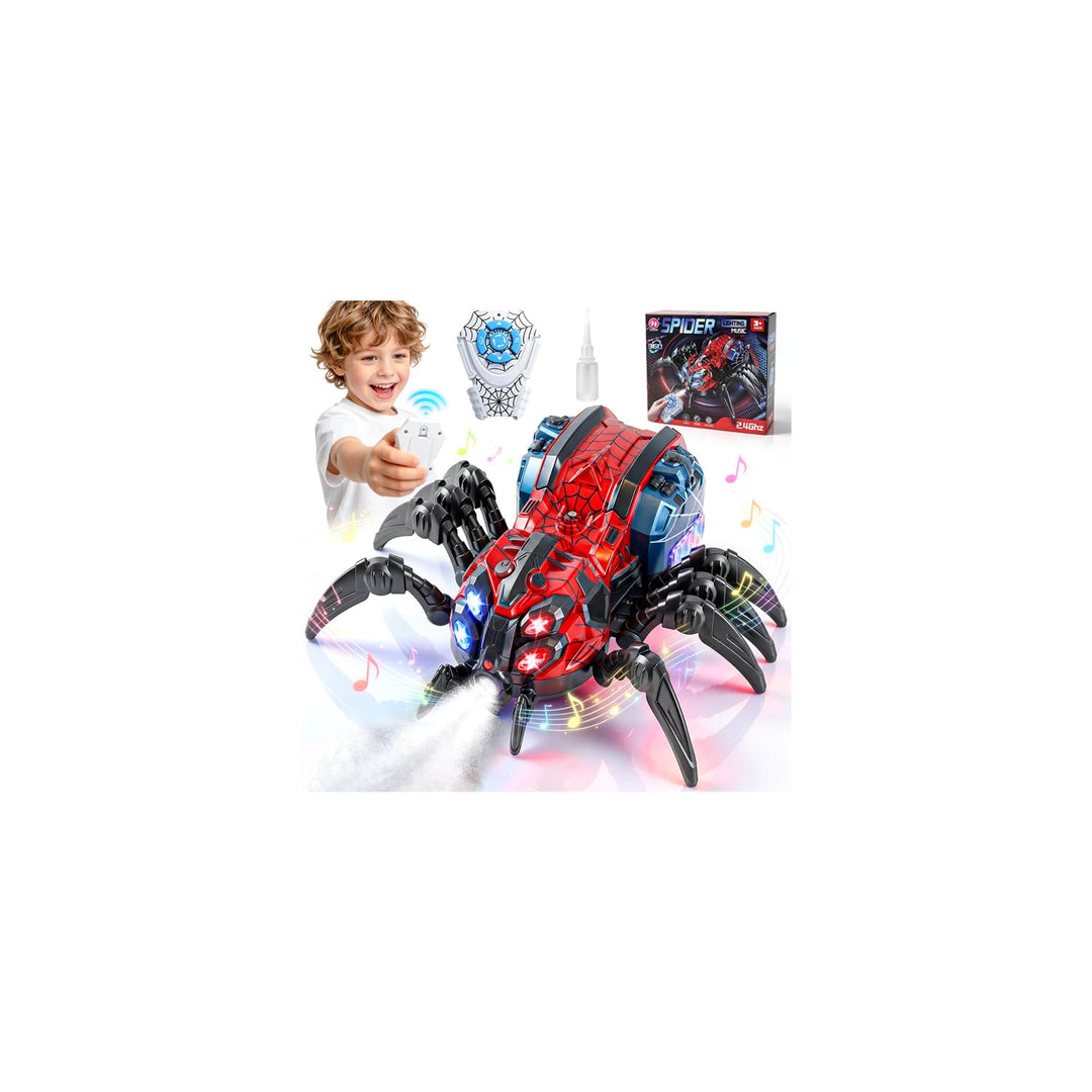Ferngesteuertes Spinnenspielzeug für Kinder, Roboterspinne mit Nebel, Lichtern, Musik, RC-Spinnenspi