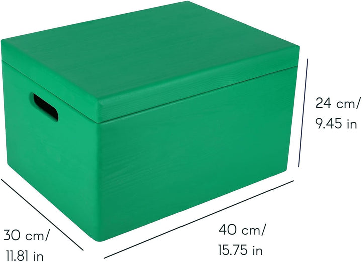 Creative Deco XXL Grün Grosse Holzkiste Aufbewahrungsbox Spielzeug | 40 x 30 x 24 cm | Mit Deckel Gr