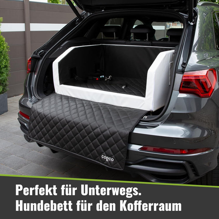 CopcoPet - Travel Bed Hundebett für Kofferraum Auto 70x55x38cm Kunstleder - Anschnallsystem Kofferra