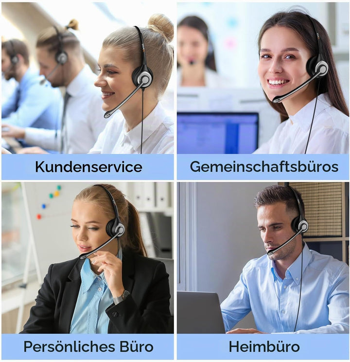 Wantek 2,5mm Klinke Headset Telefon mit Mikrofon Noise Cancelling & Lautstärkeregler, Schnurlos Fest