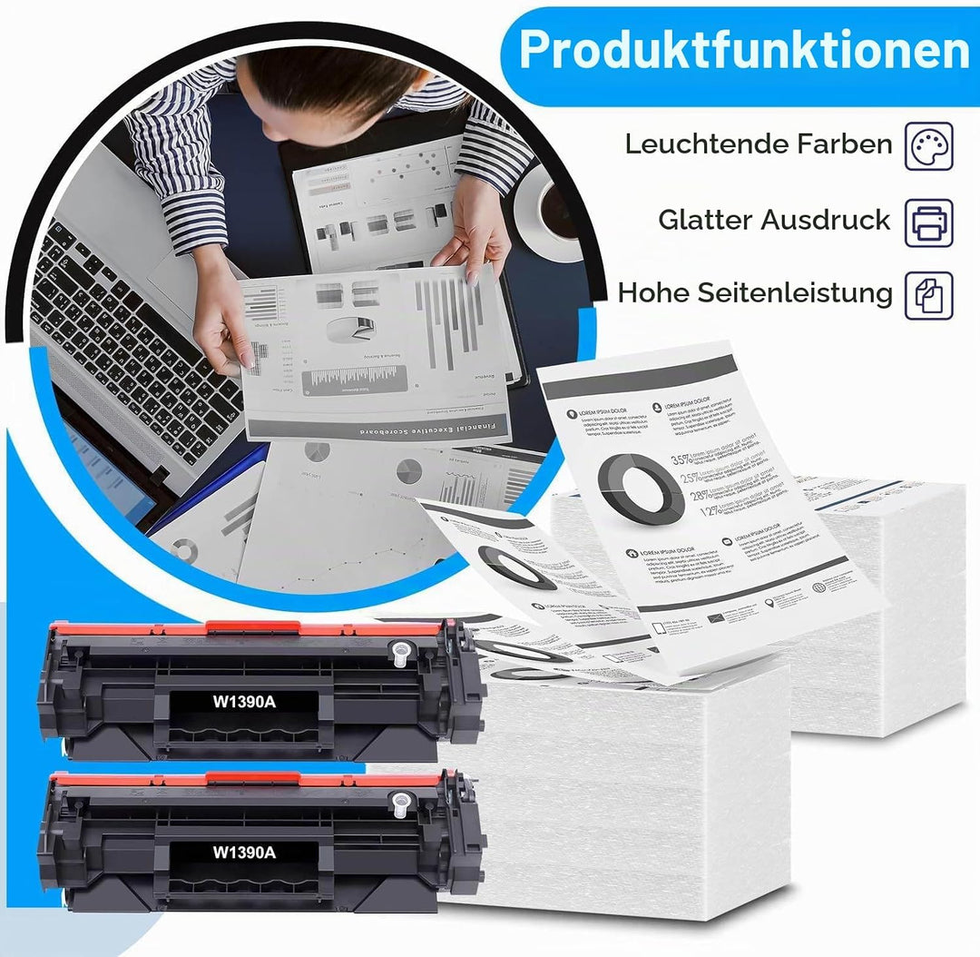 2er-Pack Mit Chip 139A W1390A Toner Kompatibel für HP 139A 139X W1390A W1390X LaserJet Pro 3002dw 30