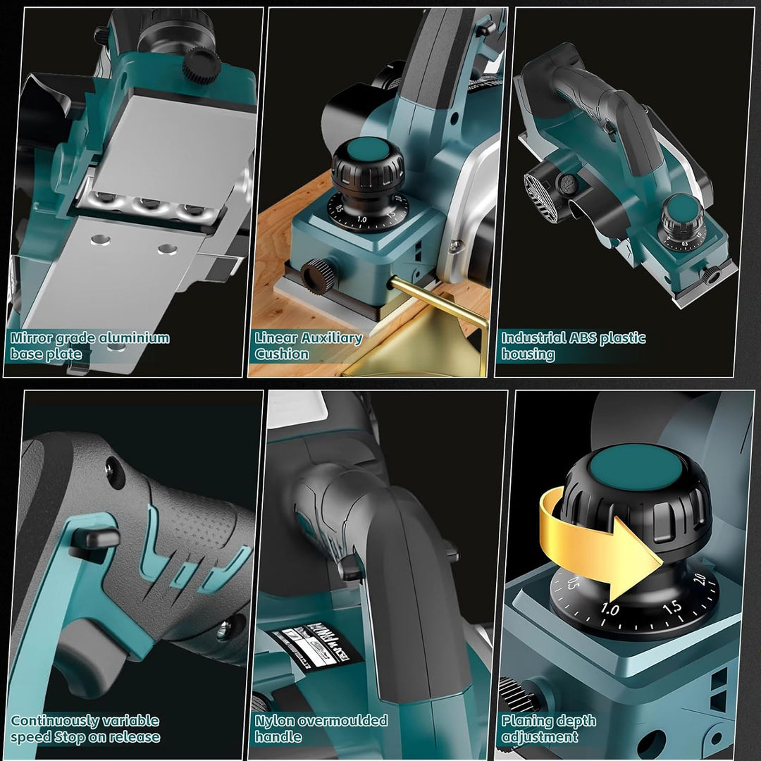 Akku-Hobel kompatibel mit Makita 18V-Akku (82mm, ohne Akku/ohne Ladegerät), 20.000 U/min, Elektrisch