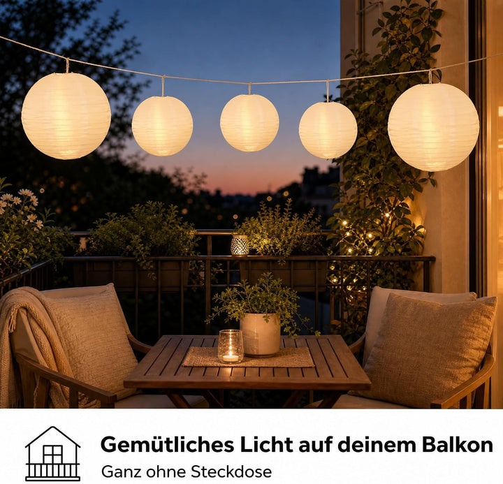 hellum LED Lampions aussen wetterfest, 5x LED für Lampions mit Fernbedienung, 5x 30cm weiss, Batteri