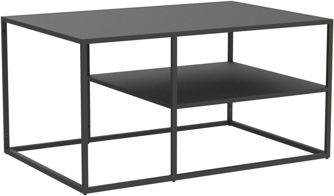 [en.casa] Couchtisch Solund Beistelltisch Metall Schwarz matt Wohnzimmertisch mit Stauraum 45 x 90 x