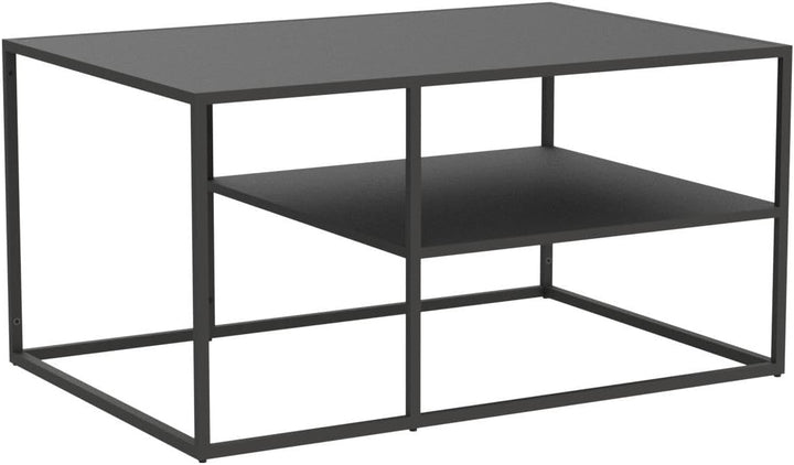 [en.casa] Couchtisch Solund Beistelltisch Metall Schwarz matt Wohnzimmertisch mit Stauraum 45 x 90 x