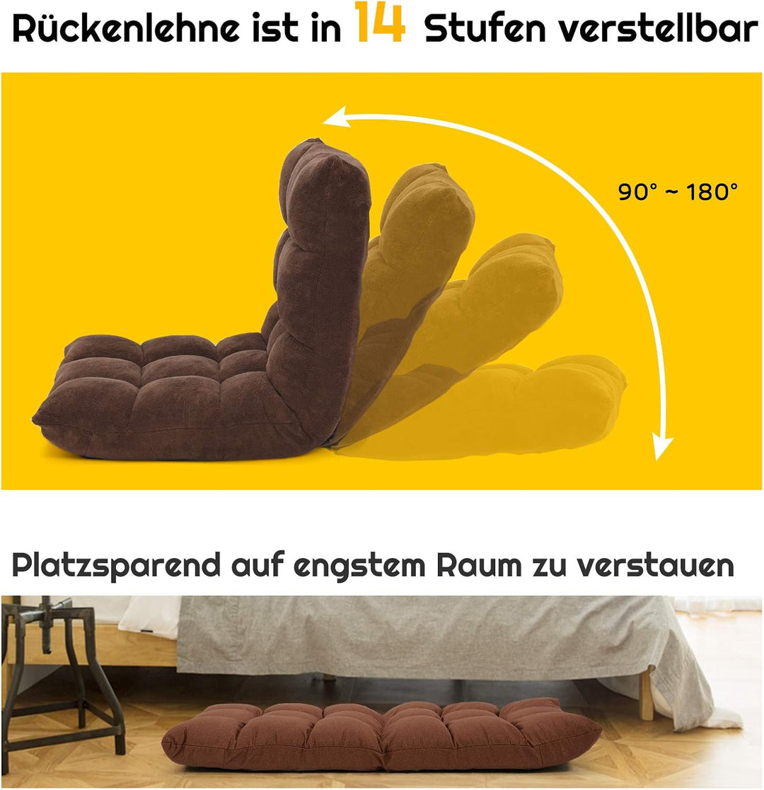 RELAX4LIFE Bodenstuhl Klappbar, Bodensessel mit Verstellbarer Rückenlehne &amp; Liegefunktion, Bodensitz