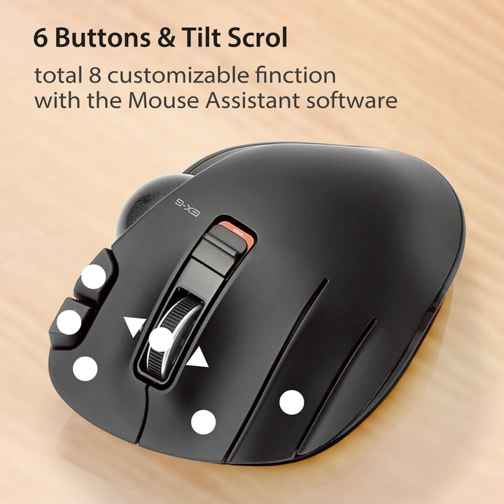 ELECOM EX-G Linkshänder-Trackball-Maus, 2,4 GHz USB Wireless, Ergonomisch, Daumensteuerung, Tracking