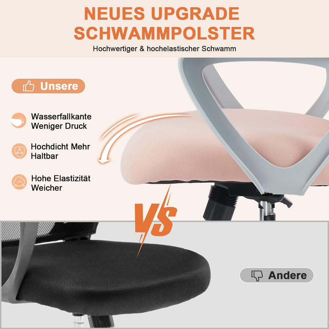 DUMOS Bürostuhl Ergonomisch, Schreibtischstuhl mit Lendenwirbelstütze, Drehstuhl mit Armlehne, Compu