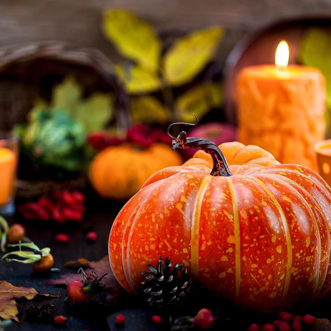 Gresorth 20 cm Fälschung Eben Kürbis Lebensecht Griff Künstlich Essen Halloween Christmas Dekoration