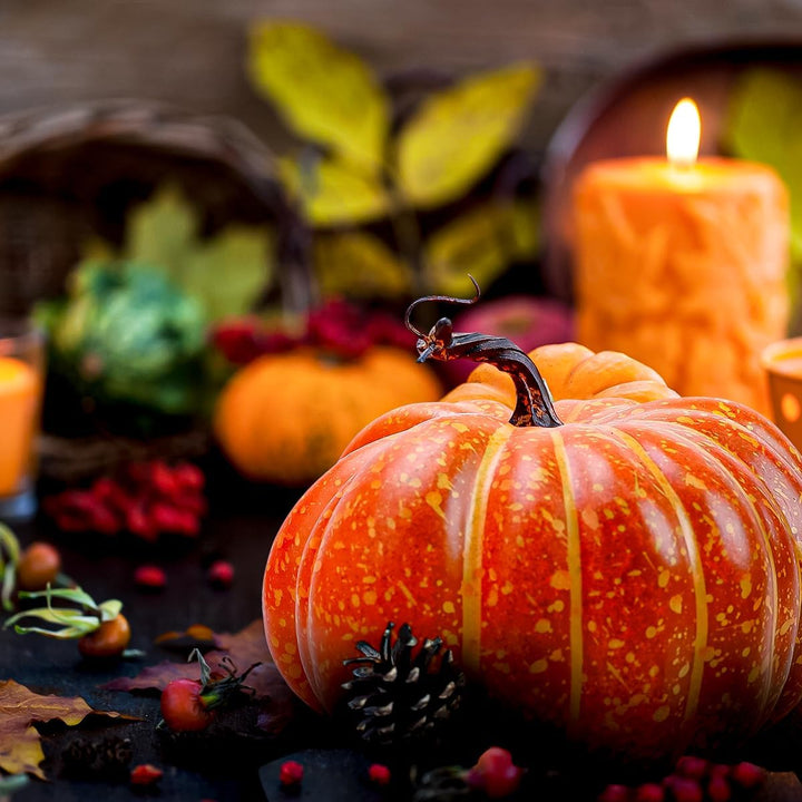 Gresorth 20 cm Fälschung Eben Kürbis Lebensecht Griff Künstlich Essen Halloween Christmas Dekoration