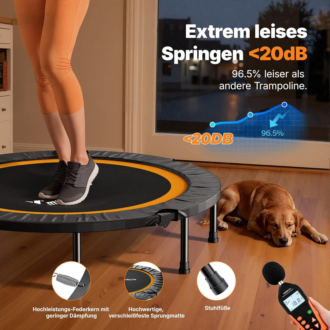 MERACH Mini Trampolin - 102cm/122cm Fitness Trampolin Faltbar, Maximale Belastung 150 KG, Trampoline
