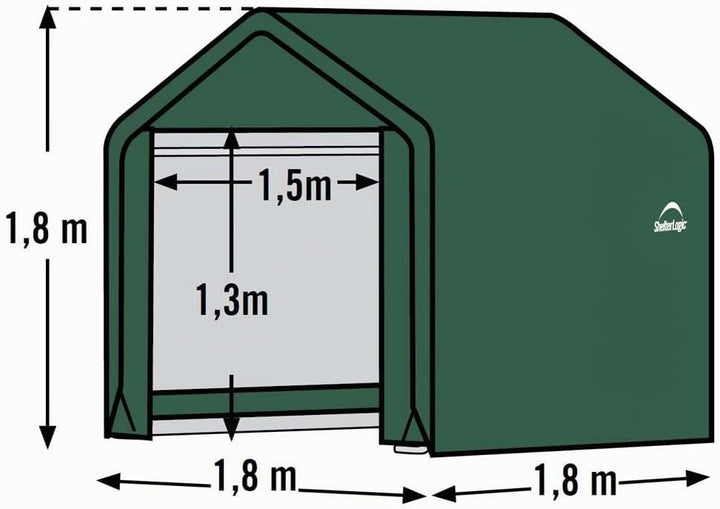ShelterLogic Folien Zeltgarage Gerätehaus | Grün | 180x180x180 cm