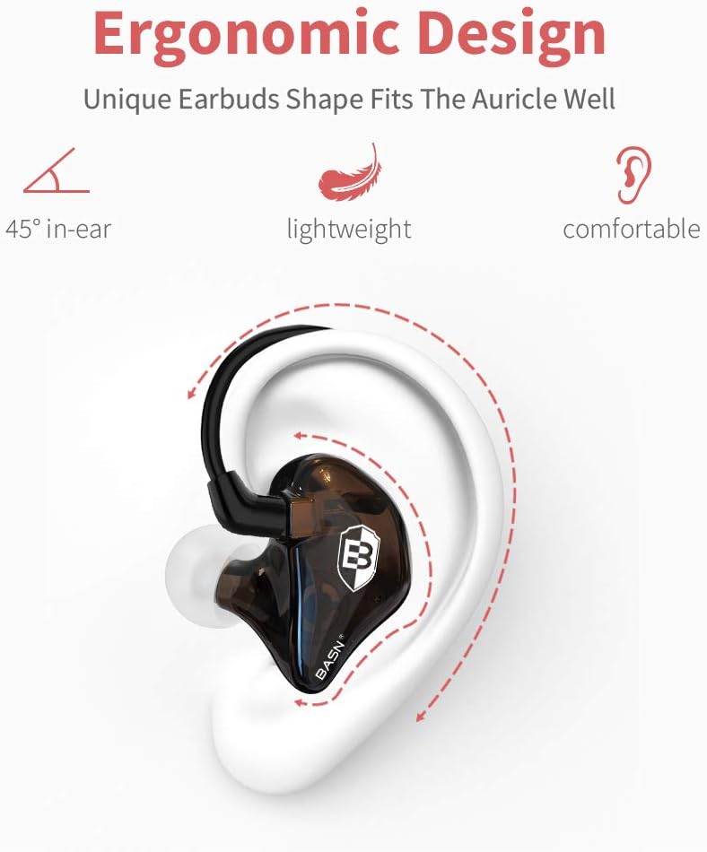 BASN Bsinger In-Ear-Monitore Geräuschisolierende Kopfhörer, Dual-dynamische Treiber High Definition