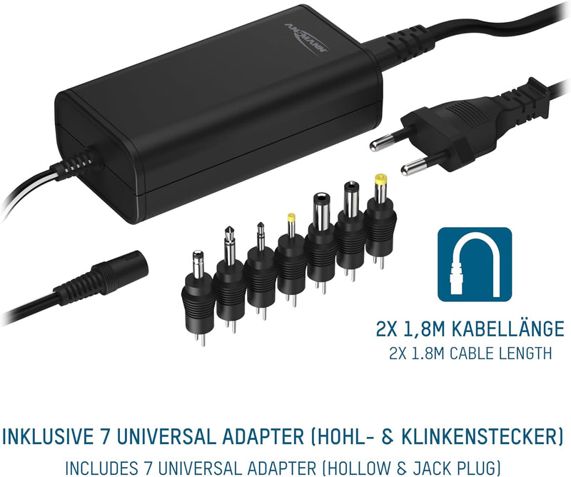 ANSMANN APS 2250 H Universal Stecker Netzteil 24V inkl 7 verschiedende Adapter Stecker - Netzstecker