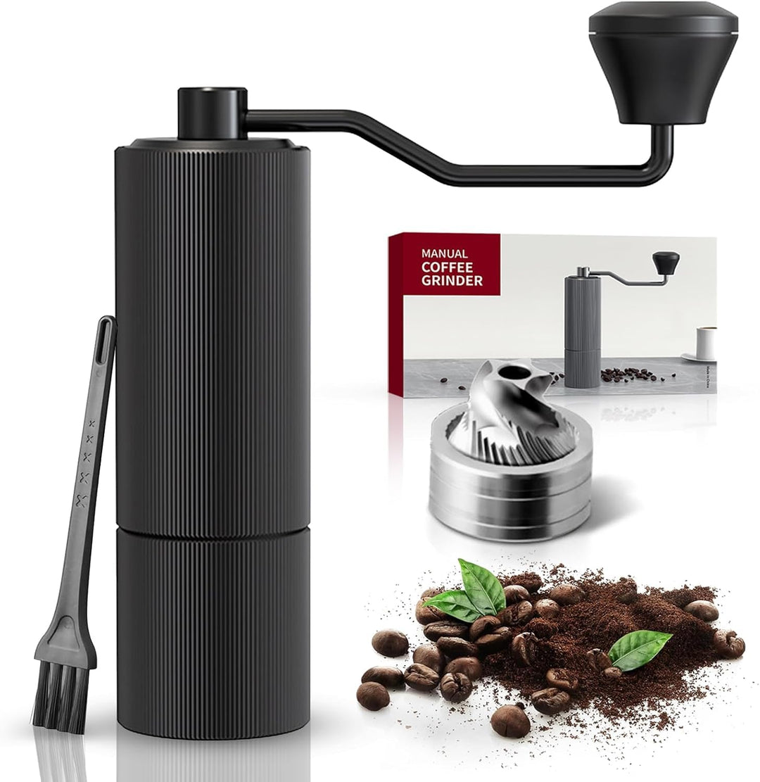 Manuelle Kaffeemühle, Handkaffeemühle mit konischem Edelstahlmahlwerk, Kaffeebohnenmühle aus Alumini