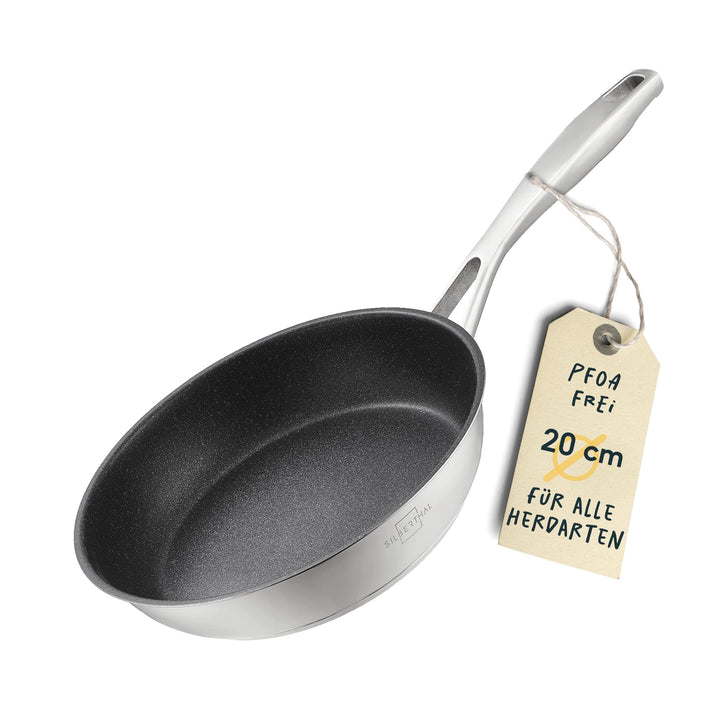 SILBERTHAL Bratpfanne Induktion 20 cm - Beschichtete Pfanne - Edelstahl - Für alle Herdarten und Ofe