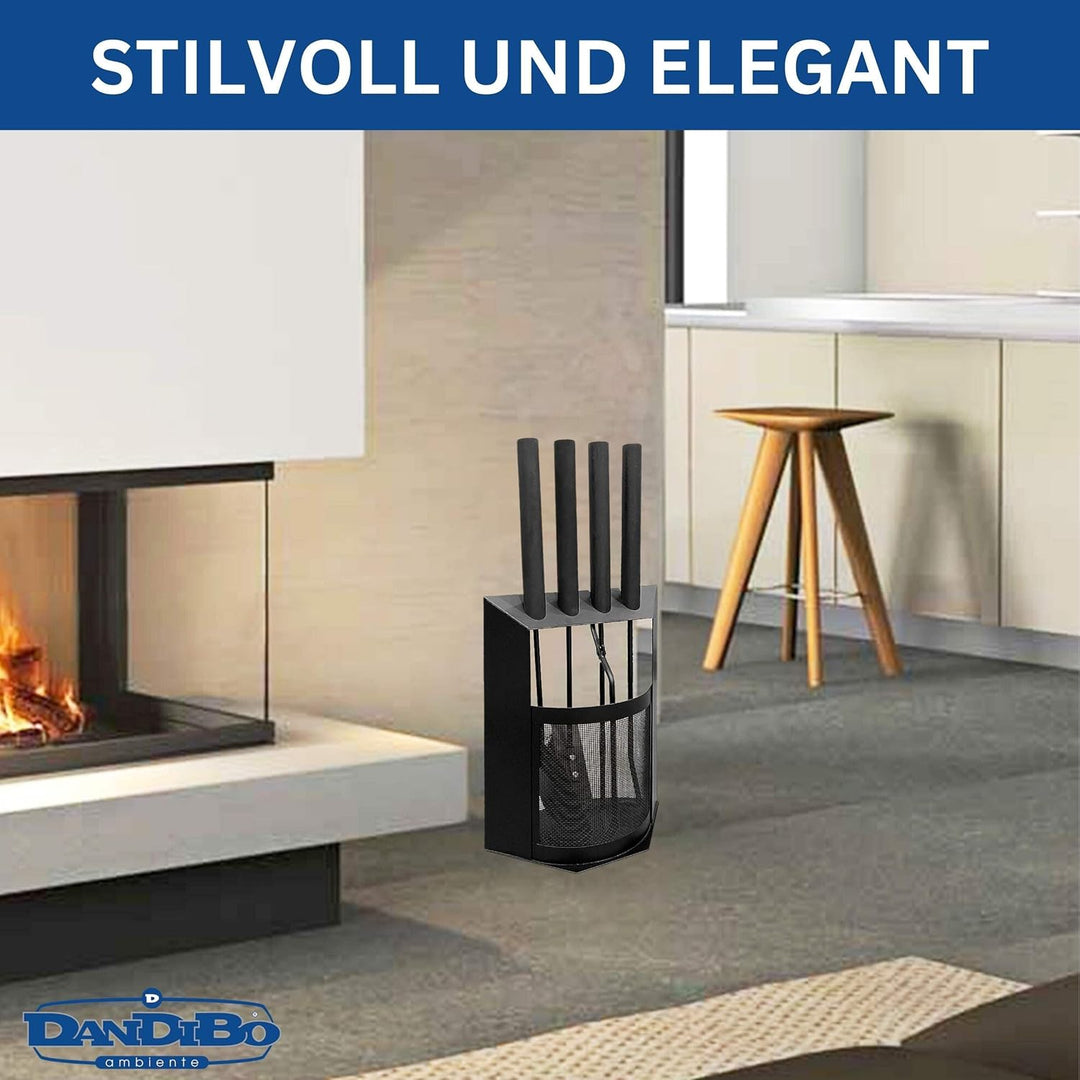 DanDiBo Kaminbesteck Schwarz Modern 5 Teilig Set 96616 Kaminset Kamingarnitur Ofenbesteck