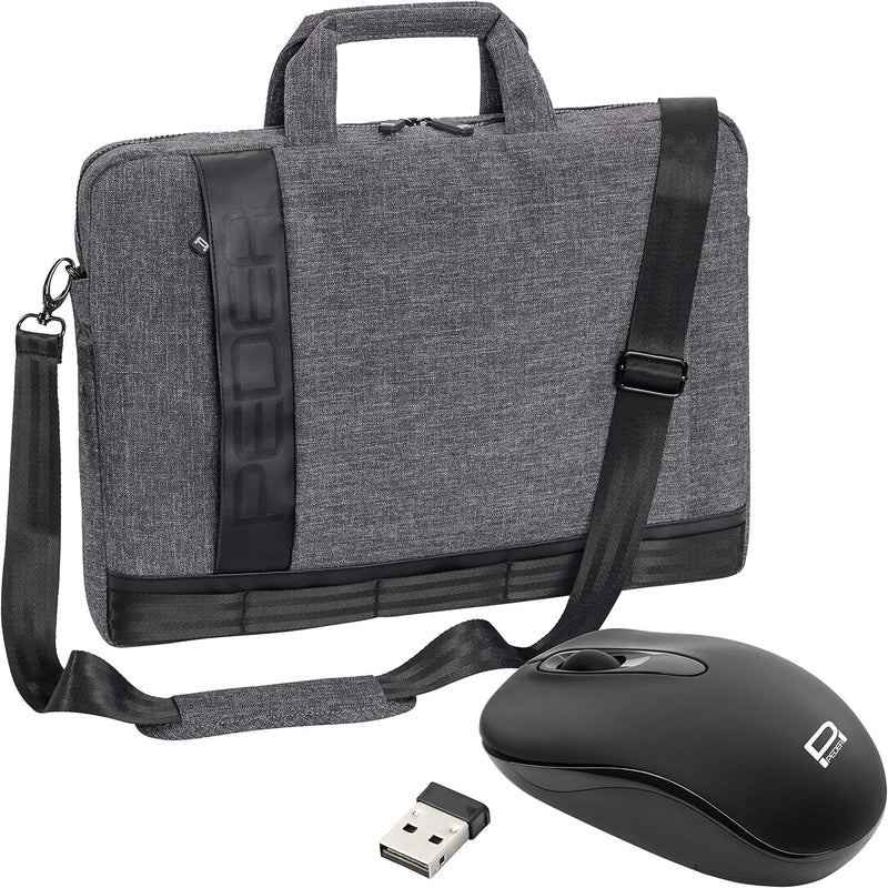 PEDEA Notebooktasche "Fancy" für 15,6 Zoll (39,6cm) mit Schultergurt und Maus, grau Grau 15,6 Zoll m