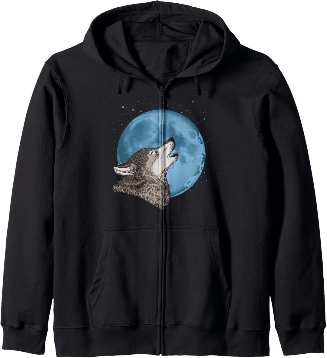 Heulender Wolf und Mond Waldtier Kapuzenjacke
