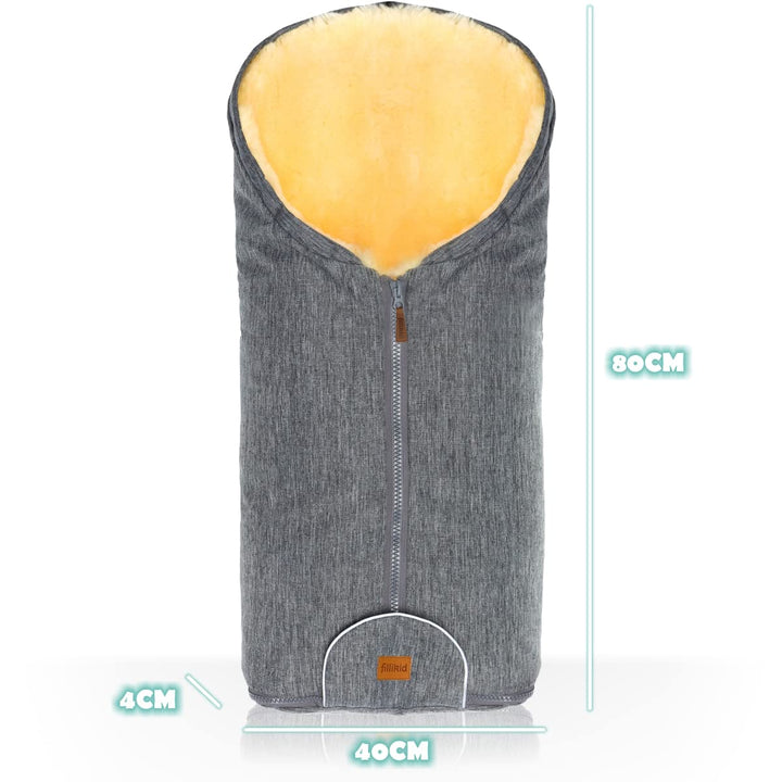 Merino Lammfell Fusssack Winterfusssack für Kinderwagen Baby universal für Babyschale Autositz Gr. 0