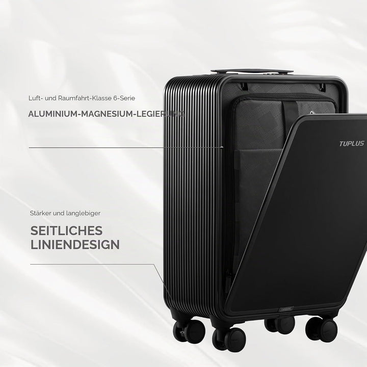 TUPLUS Koffer Aluminium Trolley Rollkoffer mit 4 Rollen Reisekoffer Handgepäck Hartschalenkoffer mit