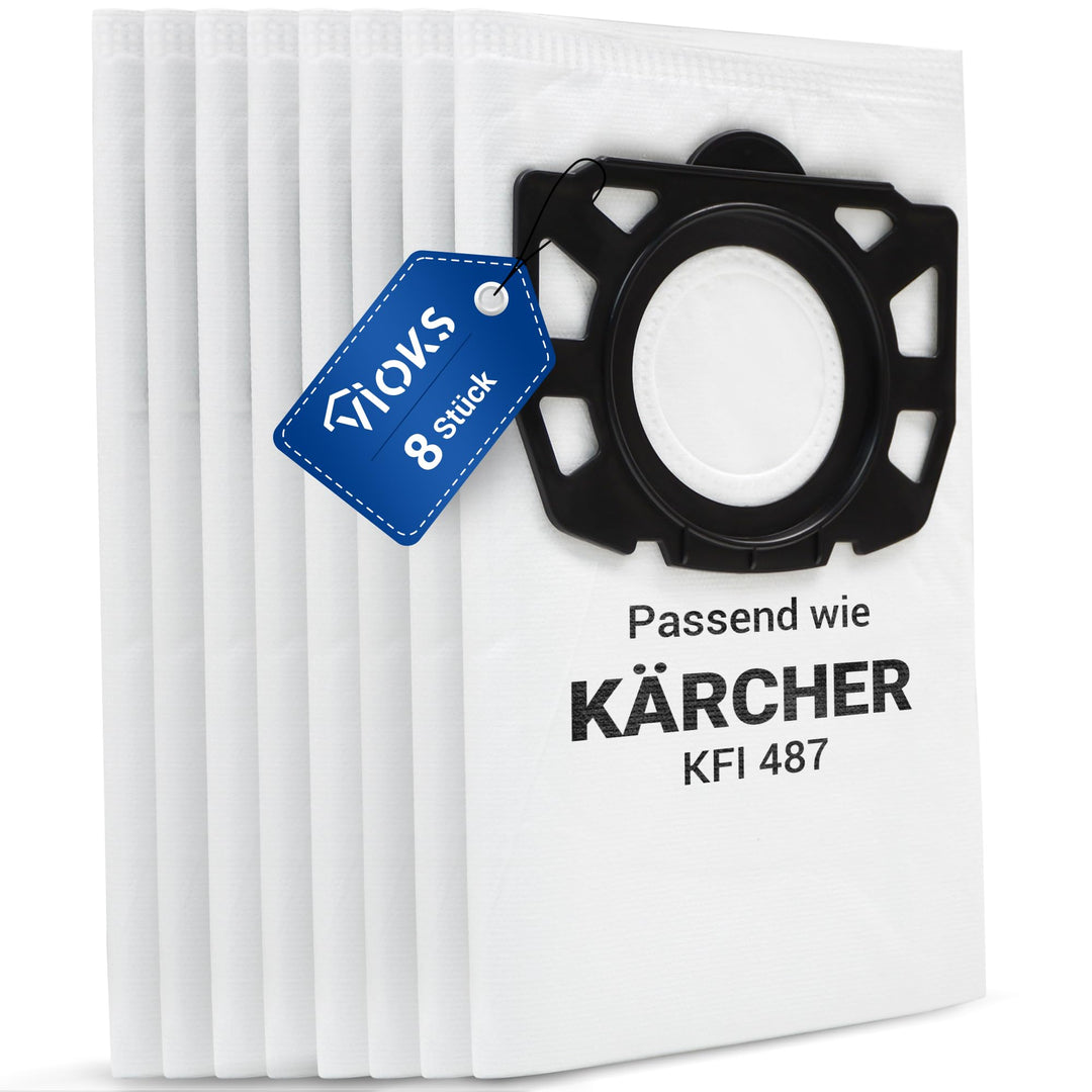 VIOKS 8x Staubsauger Beutel Ersatz für Kärcher 2.863-006.0 Vliesfilterbeutel KFI 487 - Kärcher Filte