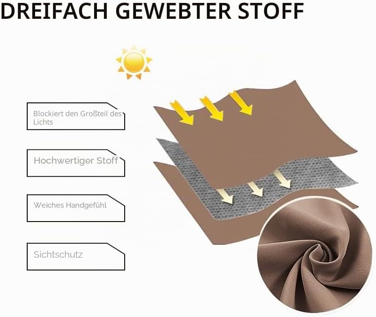 DWCN Vorhang Blickdicht Verdunkelungsgardinen mit Ösen 2 Stücke Thermogardine für Wohnzimmer,Schlafz