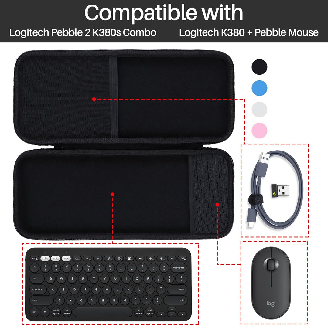 Hart Reise Schutz Hülle Etui Tasche für Logitech Pebble 2 Combo K380s K380 Kabellose Tastatur und M3