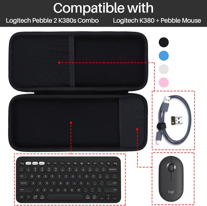 Hart Reise Schutz Hülle Etui Tasche für Logitech Pebble 2 Combo K380s K380 Kabellose Tastatur und M3
