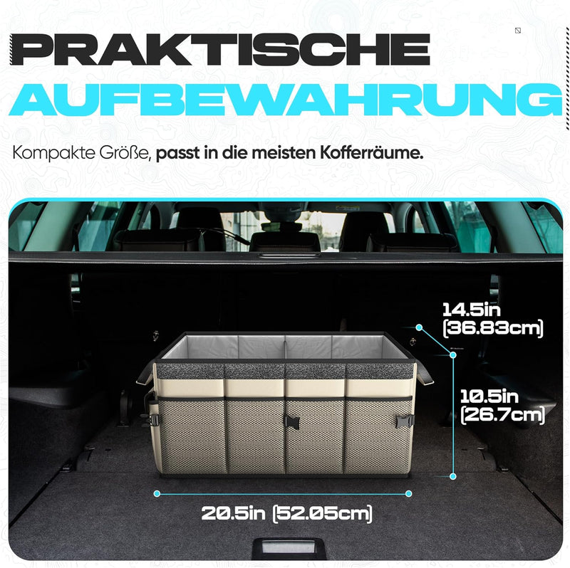 FORTEM Kofferraum Organizer, Kofferraumtasche, Zusammenklappbarer Auto Organizer Kofferraum mit Fäch