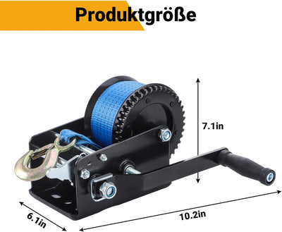 Pindex Handseilwinde Seilwinde mit 10m Polyester Seilzug, 1365kg, 4:1 8:1, Manuelle Handseilzug Boot