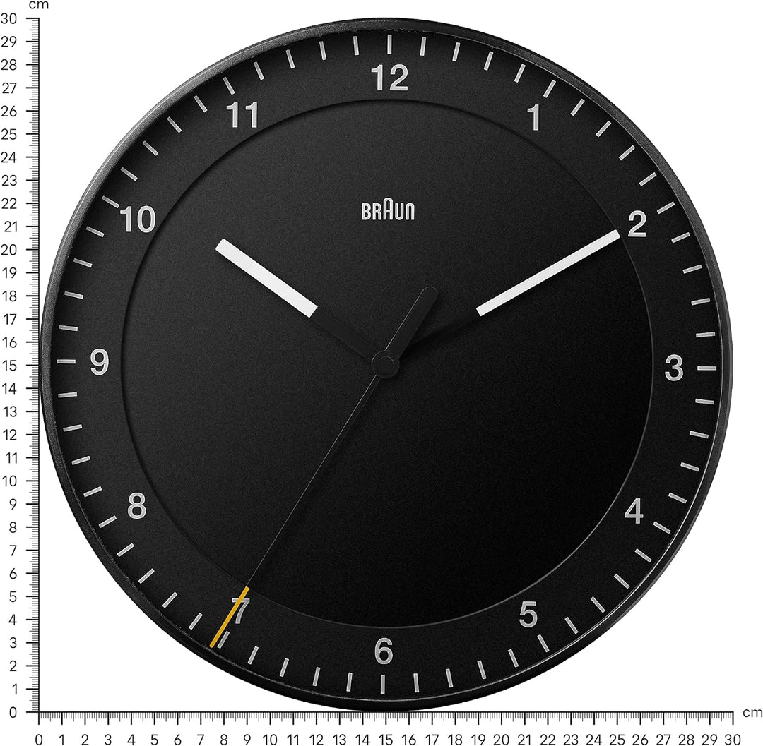 Braun klassisch grosse analoge Wanduhr mit leisem Uhrwerk, Einfach zu lesendes Zifferblatt, 30cm Dur