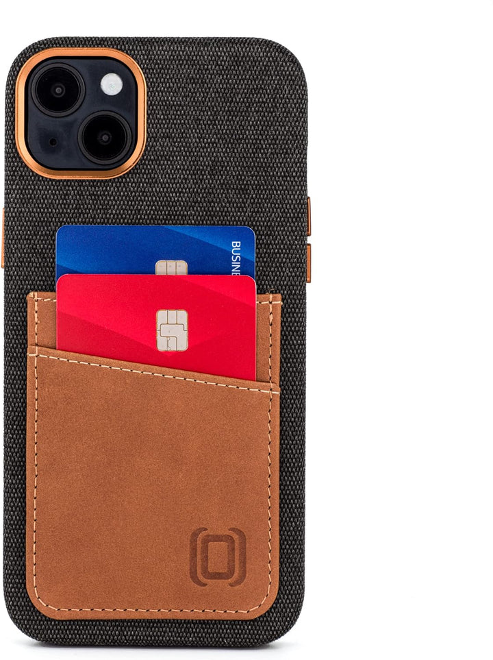 Dockem Stoff Kartenhülle für iPhone 14 mit Integrierter Metallplatte zur Magnetischen Befestigung, A