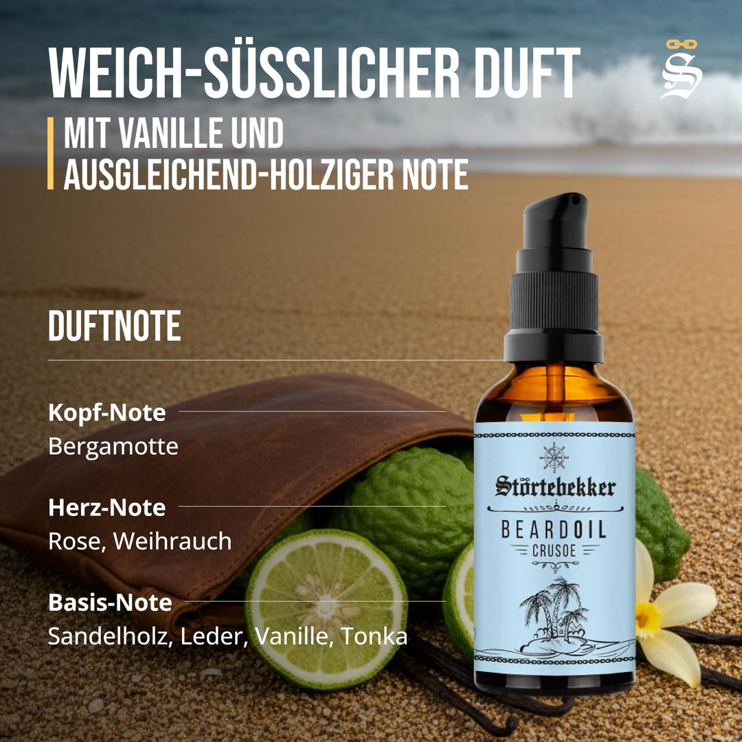Störtebekker® Premium Bartöl Crusoe - tägliche Bartpflege für 3-Tage-Bart bis Vollbart - 50ml Beard