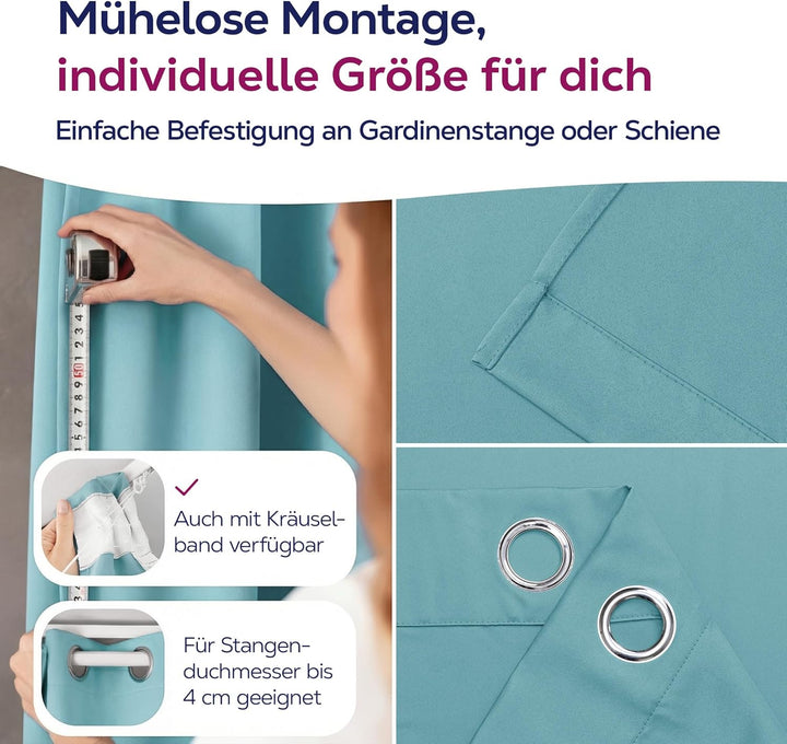 BEAUTEX Verdunkelungsgardine mit Ösen, Blackout Ösenschal Blickdicht abdunkelnd, Grösse und Farbe wä