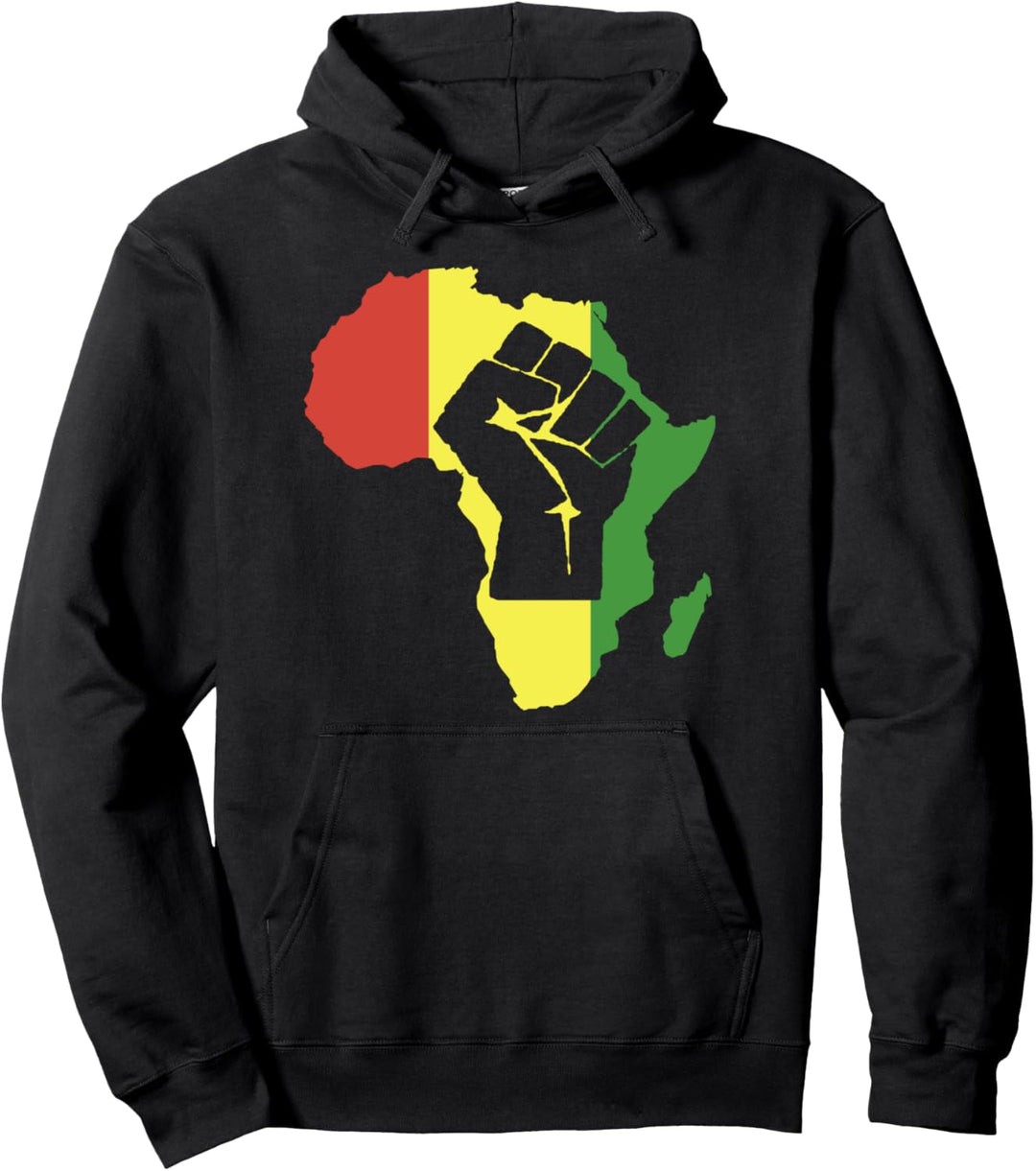 Africa Black Fist Africa Map Pullover Hoodie