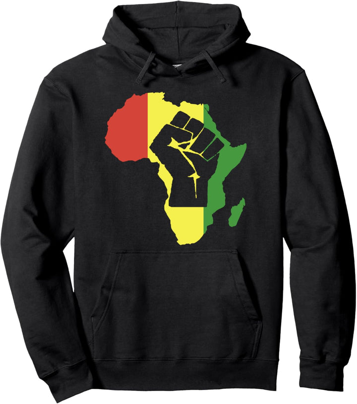 Africa Black Fist Africa Map Pullover Hoodie