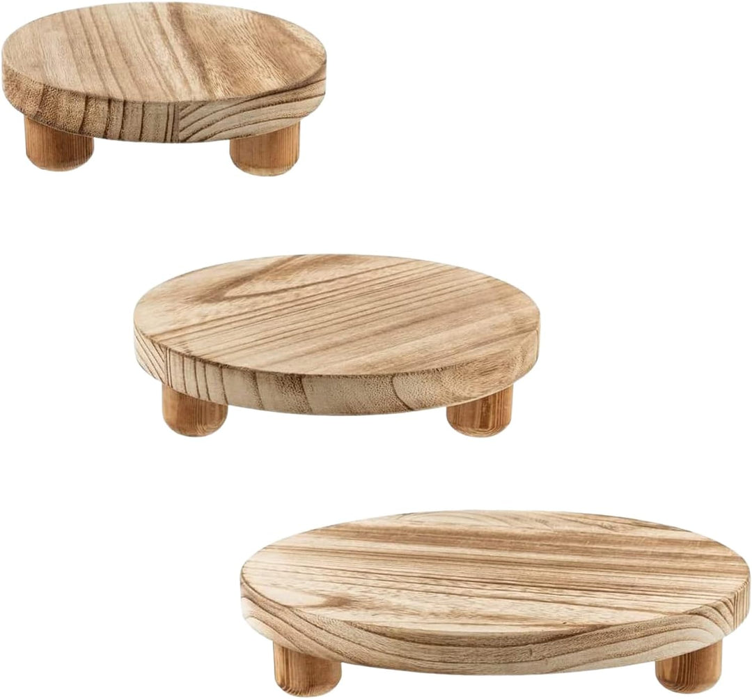 mumisuto Holz Blumenhocker,3 Stück Rund Holz-Topfpflanzenständer Blumenständer Hocker,Blumentopfstän