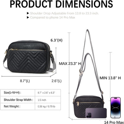 BOSTANTEN Damen Handy Umhängetasche, Crossbody Bag mit verstellbarem Breiter Gurt, PU Leder Gesteppt