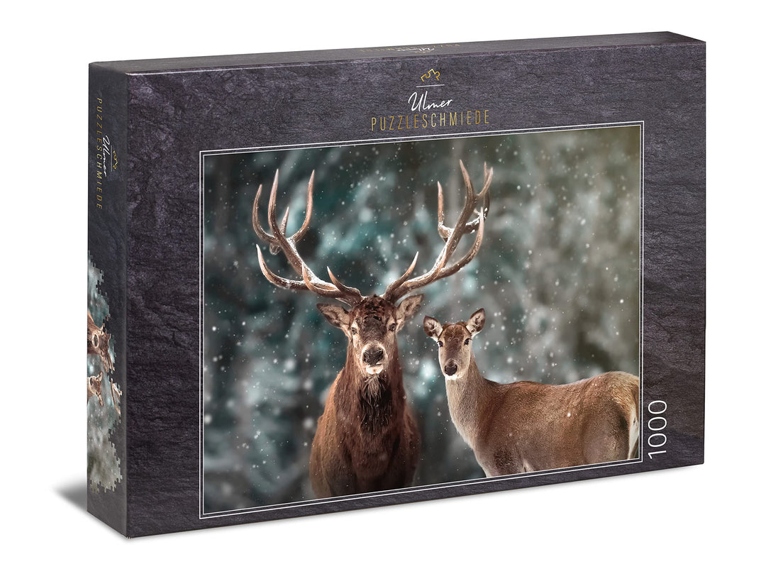 Ulmer Puzzleschmiede - Hirsch-Puzzle Draussen zu Zweit - klassisches 1000 Teile Puzzle - Das Hirschp