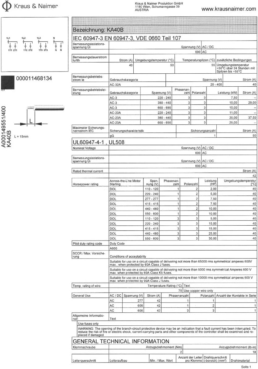 Kraus & Naimer KA40B-T904 Umschalter 4-polig 40A Netz 0 Notstrom (NF KG41B K950 VE2 F437)