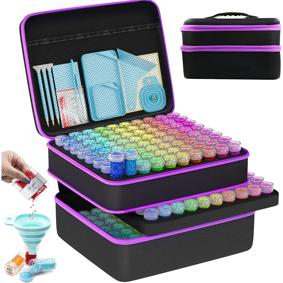 ARTDOT 5D Diamond Painting Zubehör Boxen, 240 Stück Diamant Painting Aufbewahrungsbox mit Koffer Tri