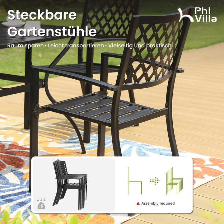 PHIVILLA Gartenmöbel Set 4 Stühle mit Tisch Wetterfest Terassenmöbel Gartentisch mit Stühlen Garten