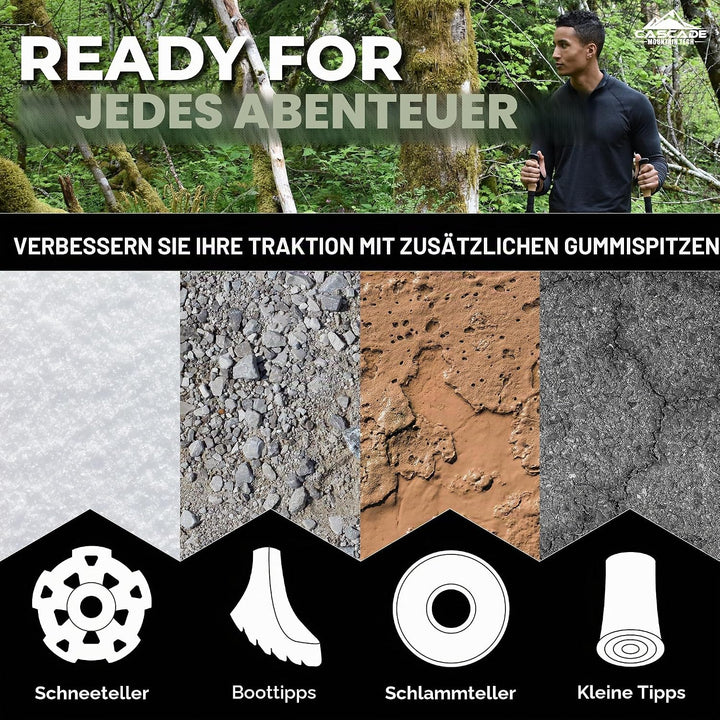 Cascade Mountain Tech Verstellbare Trekkingstöcke aus Aluminium – leichter Schnellverschluss – 1 Set