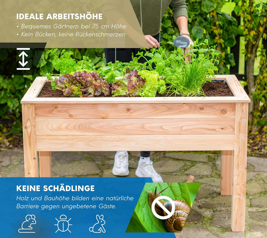 WESTMANN Hochbeet Emily aus Lärchenholz | 120x65x75 cm Natur | Kräuterbeet für den Aussenbereich | S