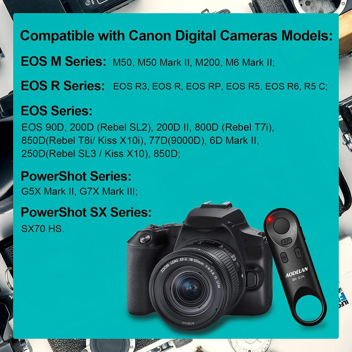 AODELAN Kabellose Fernauslöser BR-E1A Fernbedienung für Canon M50 EOS R5C R3 R RP R5 R6 M6 Mark II 9