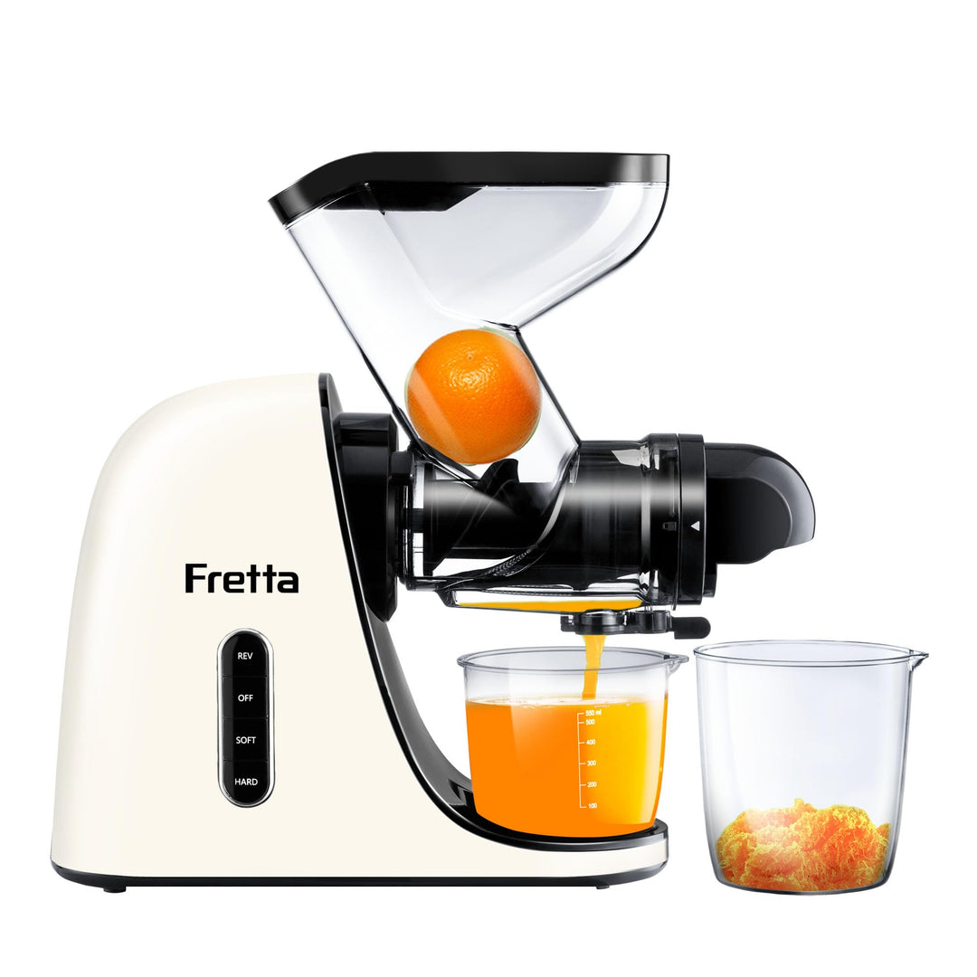 Fretta Slow Juicer Entsafter Gemüse und Obst Saftmaschine Silber, 200W Saftpresse Elektrisch Obstpre