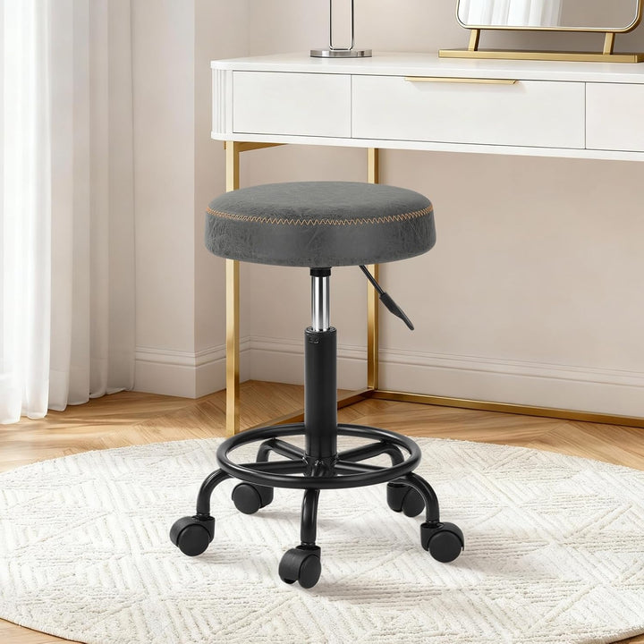 Ergonomischer Rollhocker mit Rückenlehne Arbeitshocker Drehhocker Rollhocker 360° drehbar Höhenverst
