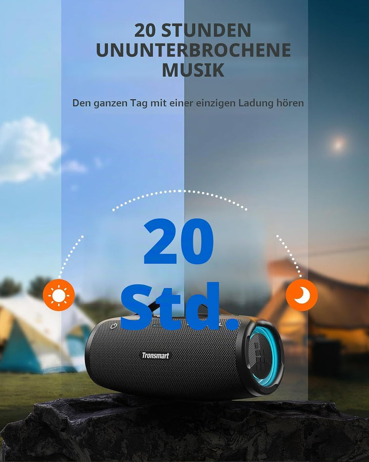 Tronsmart Mirtune S100 Bluetooth Lautsprecher, IPX7 wasserdicht, 5.3 Bluetooth, 20 Stunden Lange Akk